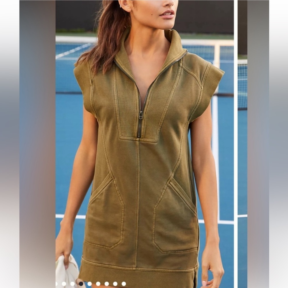 Daily Practice by Anthropologie Meru Zip-Front mini dress Sz s Olive